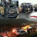 ۱۵ مصدوم حاصل برخورد تریلر با اتوبوس در جاده مسجدسلیمان – لالی